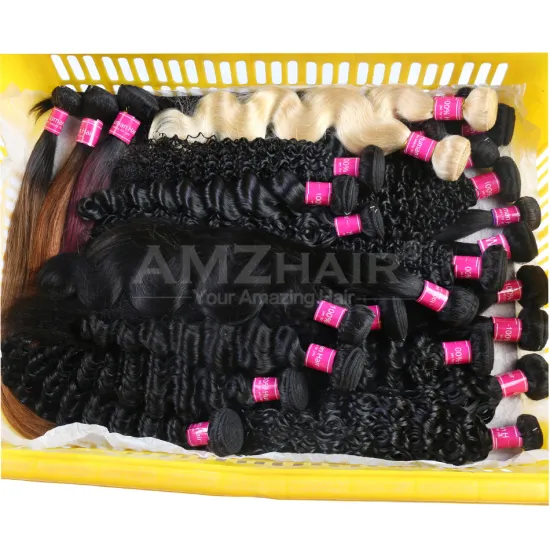 Real Cuticle Aligned Raw Virgin Hair Wholesale Vendor AMZHAIR Unprocessed Indian Mink Human Hair Extension Bundles Double Drawn