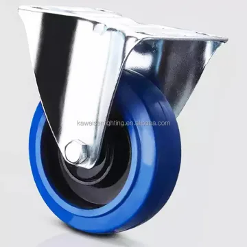 Industrial Heavy Duty Blue TPR Rubber Rigid Caster Wheels with 4 Inch / 10CM Iron Core and Double Bearing