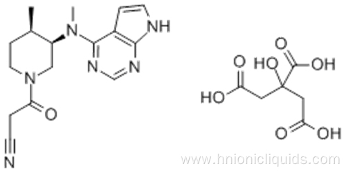1-Piperidinepropanenitrile, 4-methyl-3-(methyl-7H-pyrrolo[2,3-d]pyrimidin-4-ylamino)-β-oxo-,( 57193699,3R,4R)-, 2-hydroxy-1,2,3-propanetricarboxylate (1:1) CAS 540737-29-9