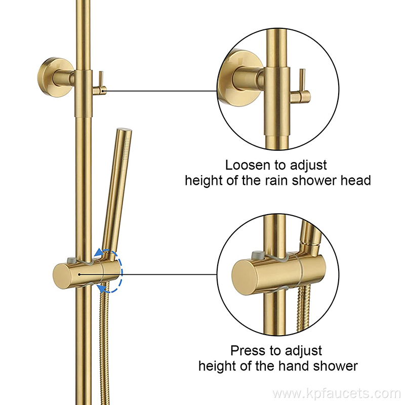 Handheld Round Brass Washroom Shower Head Set