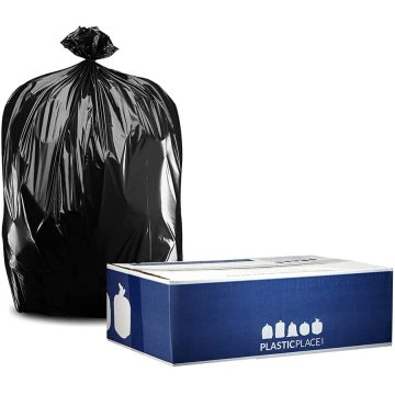 13 Gallon Trash Plastic Bag Black Bin Liner On Roll