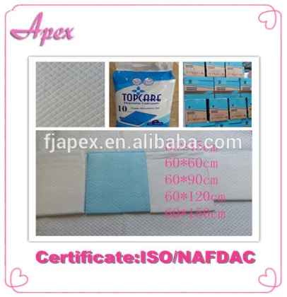 Top Care surgical nonwoven disposable bedpad,arrurance bed pads,dispoable bedpad