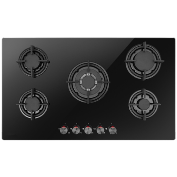 Amice Stove 5 Burner Black Tempered Glass