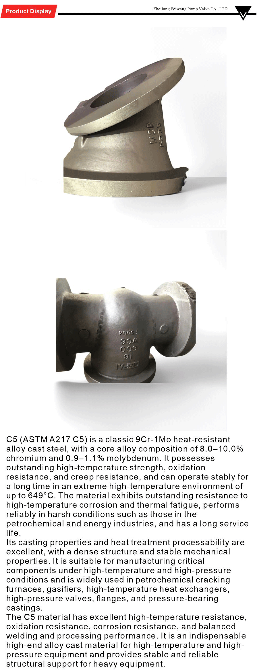 Threaded valve castings for high heat