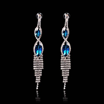 Gotas de agua Crystal Long cuelga aretes de boda