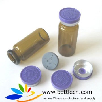 10ml glass bottle and flip top caps rubber stopper in grey