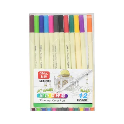Hook Line Pen 0.38mm 12 Color Water-Based Ink Watercolor Pen Set
