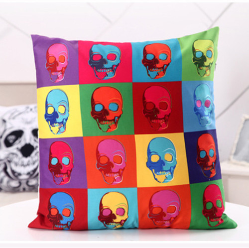 Fashion Skull Pillow Decorative Polyester Peach Skin Skull Cushion (FPL-01)