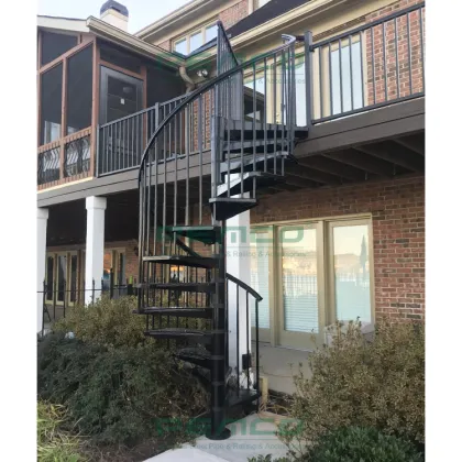 Silver Grey Stainless Steel 304 Waterproof Outdoor Spiral Stairs