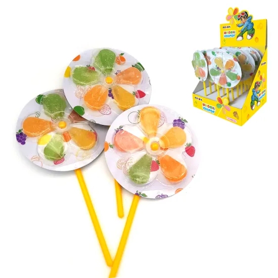 6 different fruit flavor and color wonderful windmill lollipop candy for children