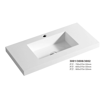 Custom Color Solid Surface Artificial Stone Rectangular Resin Bathroom Sink