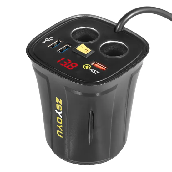 12V 24V Wholesales 2 car cigarette lighter USB  cup holder car charger