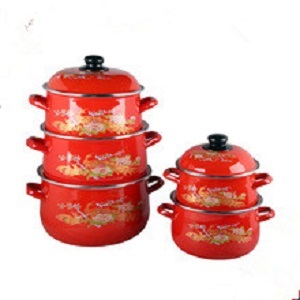 5pcs red cast iron enamel dutch oven