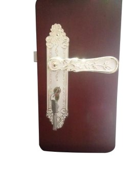 wooden door locks with white handles