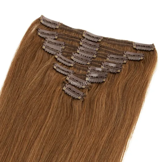 Large stock for cheap indian dark brown blonde  full head 6pc/set clip hair extensions clip in hair extensions 100% human hair