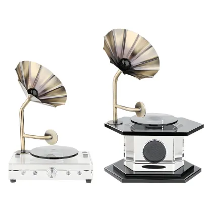 Modern Simple Retro Crystal Phonograph Ornament for Living Room Decor