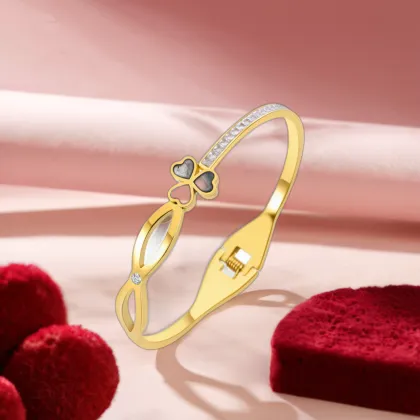 Gold Color Stainless Steel Star Moon Diamond Bangle Bracelet Jewelry