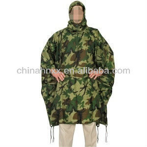 military poncho woodland camo ripstop