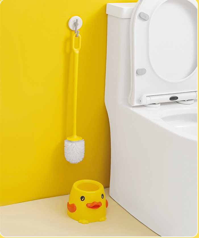 Yellow Duck Cute Toilet Brush Set with Holder