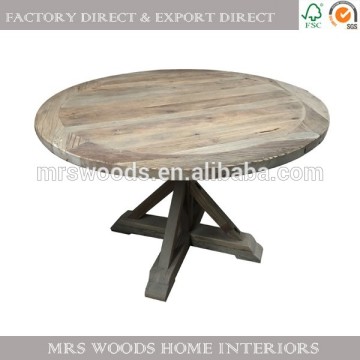 vintage style round reclaimed elm wood vintage round with cross base american style table
