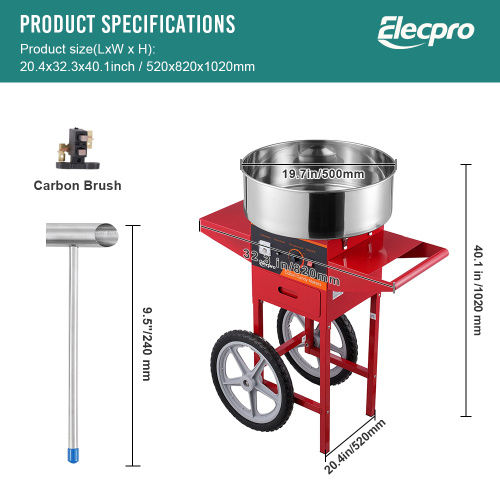 Hard Candy Candy Floss Maker Commercial Candy floss machine with cart Supplier