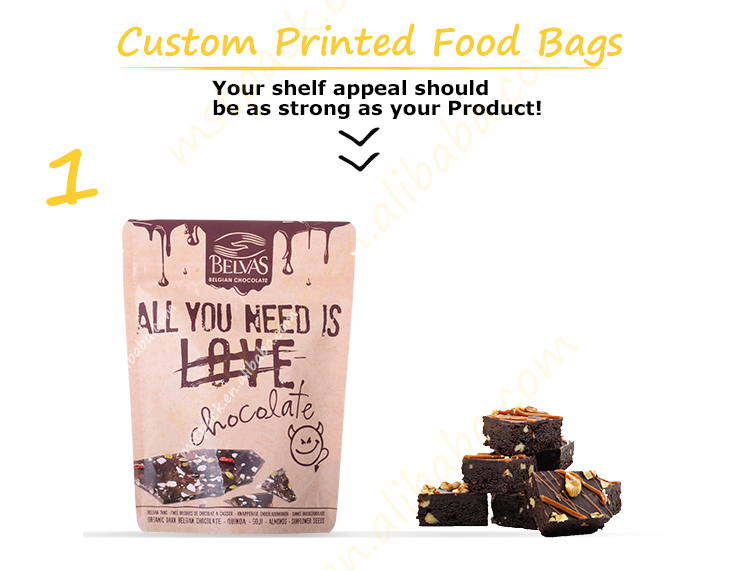Matte Printing With Tear Notch Biodegradable Cookies Bags