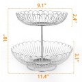 Cesta de frutas com design oco de arame de aço inoxidável