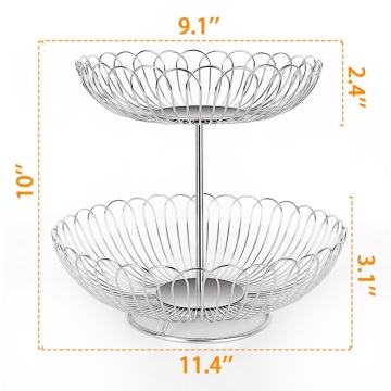 Keranjang Buah Desain Berongga Kawat Logam Stainless Steel