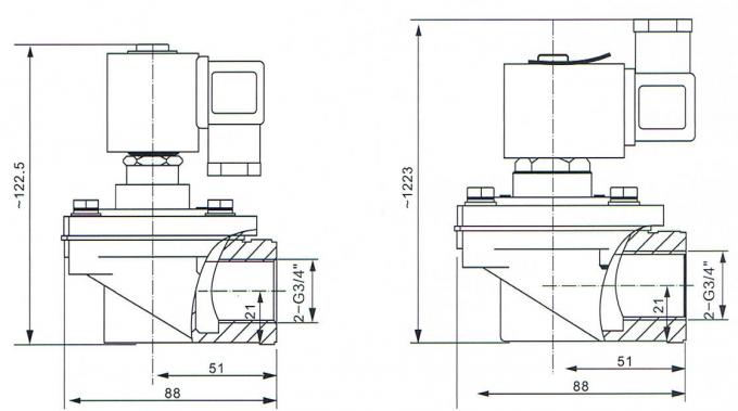 Main Dimension of ASCO Type 353 Series Dust Collector Pulse Valve: