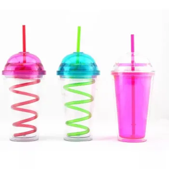 Customizable High-Lid Spiral Straw Cup with Ice Cream Cover