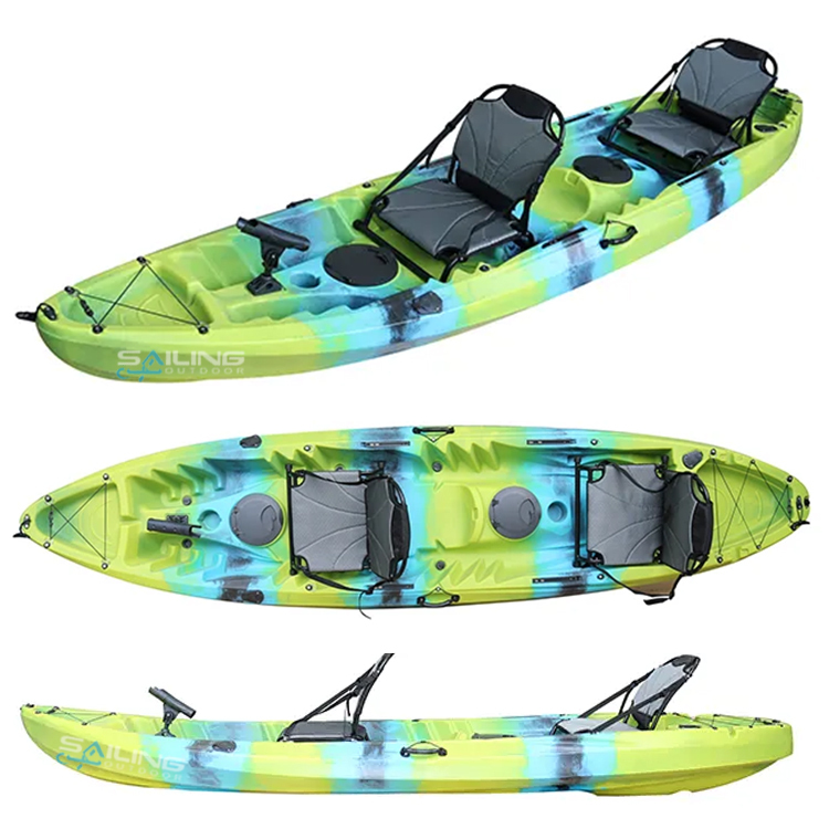 OEM&ODM 3-Person Sit-On-Top Plastic Canoe Kayak for Family Fishing