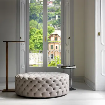 Velvet Tufted Round Ottoman Coffee Stool for Living Room
