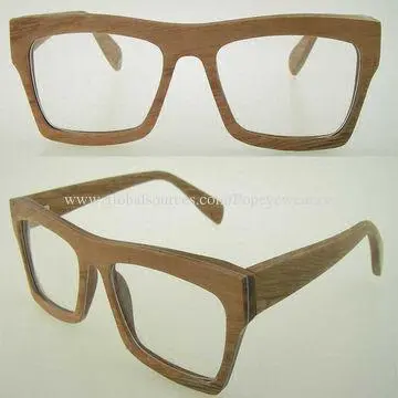 Wooden/aluminum lamination optical frame with OBE spring hinges