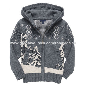 2014 Kids' Zip Sweater with Two Kangaroo Pockets, High-quality and Comfortable Fabric, Light Gray