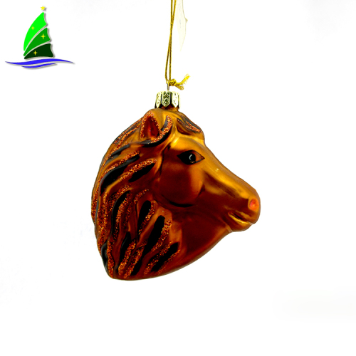 2020 Creative Festival Christmas Glass Brown Horse Head Hanging Decorations for Christmas tree , door , windows