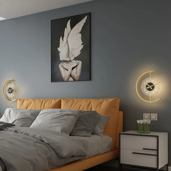 DGLUX Nordic Modern Gold LED Wall Lamp with Clock