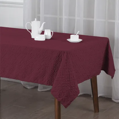 Wrinkle-Free Microfiber Puff Embossed Rectangle Tablecloth for Holiday Dining