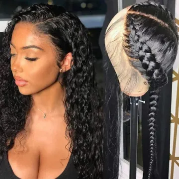 Wholesale HD Transparent Lace 100% Human Hair Deep Wave Wig,Brazilian Hair Water Wave Curly Lace Front Wigs With Baby Hair