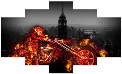 5 panels group canvas printing red and black wholesale