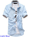 Gratis verzending 2015 mannen stripe trim stijl shirt met korte mouwen