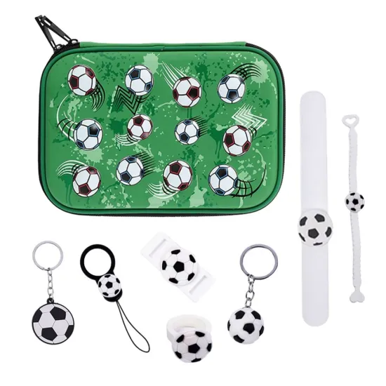 Football-themed Soft PVC Toys, Zipper Pullers, and High Standard Pencil Boxes