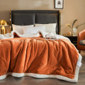 New three-layer quilted fleece blanket brown