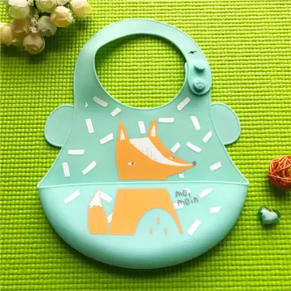 Custom waterproof silicone baby bib with pocke