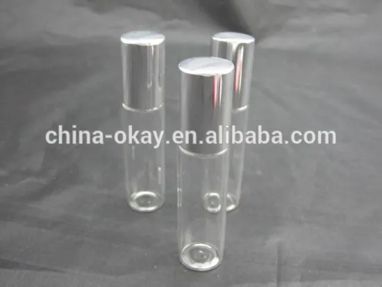 10ml screw cap colorful spray glass bottle/mini bottle with metal shiny silver cap