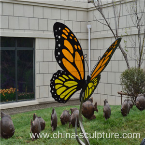 Customized Modern Best sold Simulation Stainless steel Animal Sculpture-butterfly