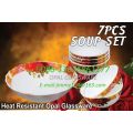 Set Alat Makan Tujuh Kepala dari Kaca Opalescent