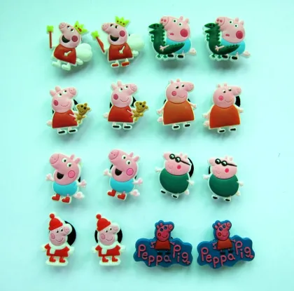 FREE SHIPPING 8 PCS Peppa Pig SHOE CHARMS FIT JIBBITZ