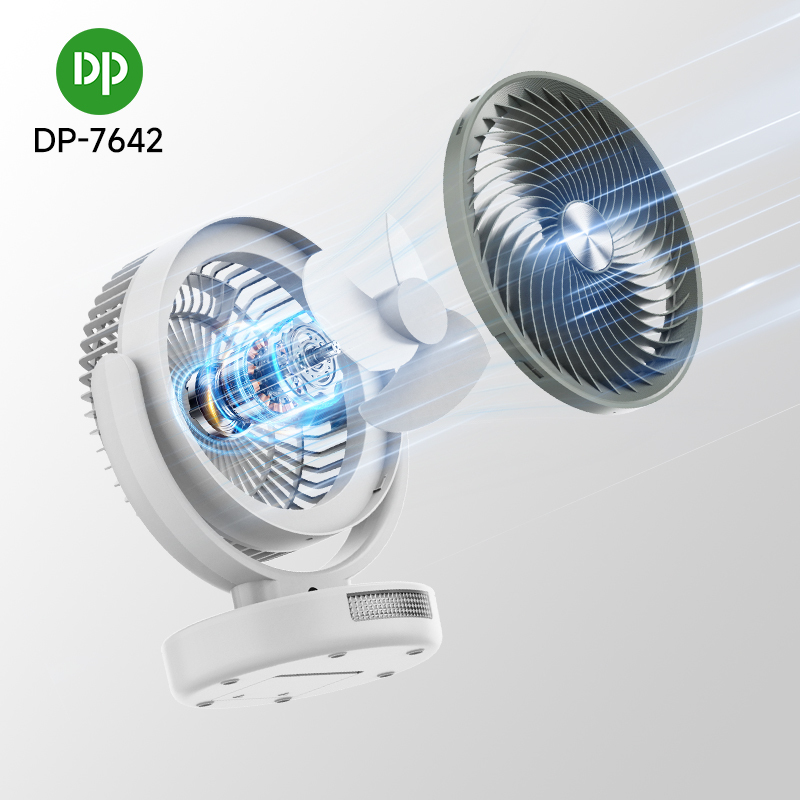5.5 Inch Rechargeable Table Fan with LED Light and Power Display