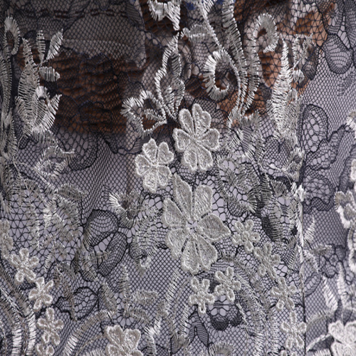 Fashion 3D Flower Embroidery  On Lace Ground