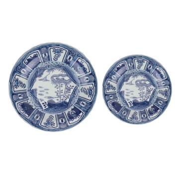 Blue and White Bird and Plum Flower Ceramic Plates - 8 Inch/10 Inch